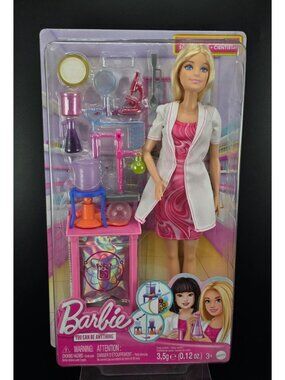 Barbie Scientist Doll Playset Chemistry Lab Pink Outfit Accessories New